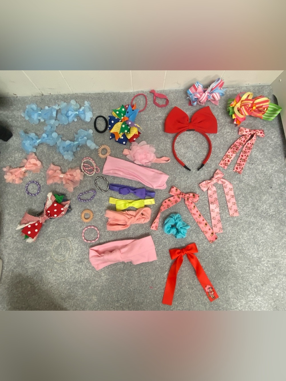 Kids Red Bow Headband and Mixed Color Hair Accessories Set